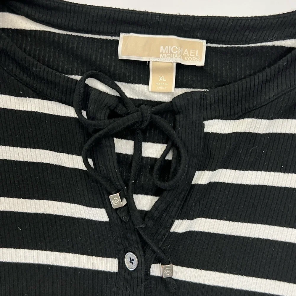 Black and White Striped Women's Top
